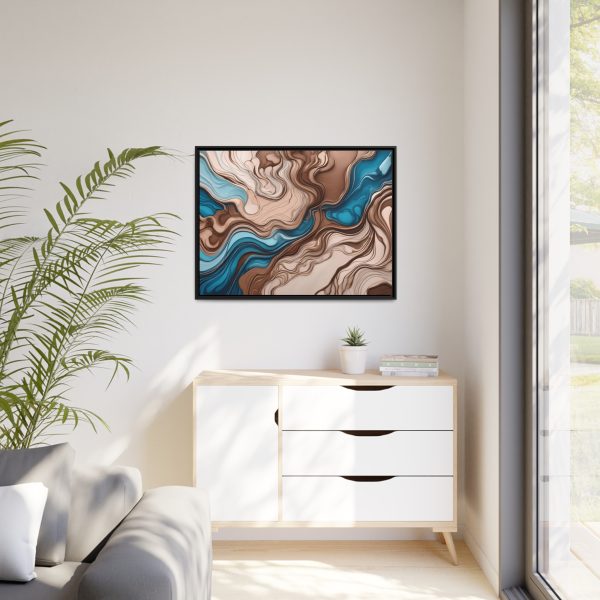 Brown and Teal Abstract BT4 Matte Canvas, Black Frame - Image 35