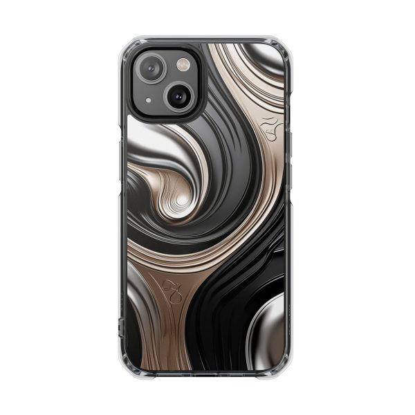 Black and Gold iPhone 15's |14's Magnetic Clear Impact Cases - Image 25