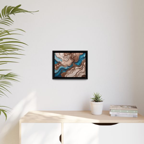 Brown and Teal Abstract BT4 Matte Canvas, Black Frame - Image 7