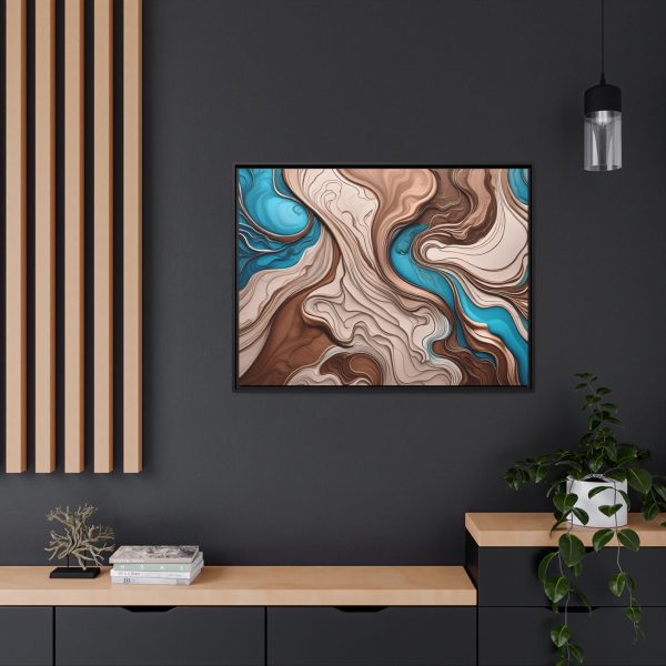 Brown and Teal Abstract BT1 Matte Canvas, Black Frame - Image 36