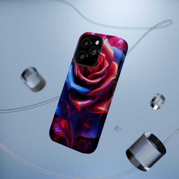 Red and Blue Rose- Custom Magnetic Tough Case for iPhone - Dual Layer Protection with MagSafe® Compatibility - Matte or Glossy Finish - Image 65