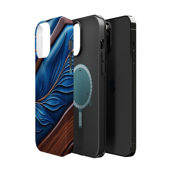 Blue Leather - Custom Magnetic Tough Case for iPhone - Dual Layer Protection with MagSafe® Compatibility - Matte or Glossy Finish - Image 78