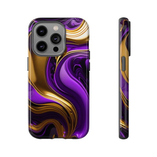 Purple and Gold Liquid iPhone | Samsung | Samsung Galaxy | Google Pixel - Cell Phone Tough Cases - Image 97