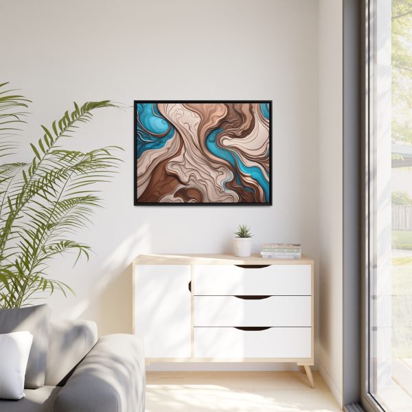 Brown and Teal Abstract BT1 Matte Canvas, Black Frame - Image 35