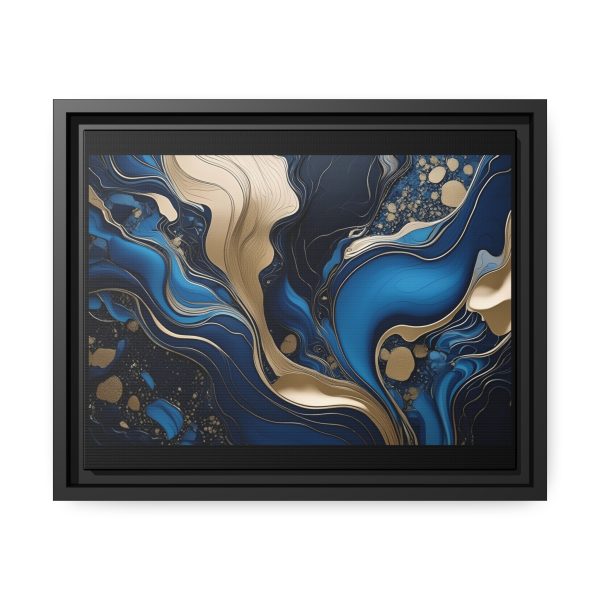 Blue Gold Abstract Art 3 Matte Canvas, Black Frame - Image 5