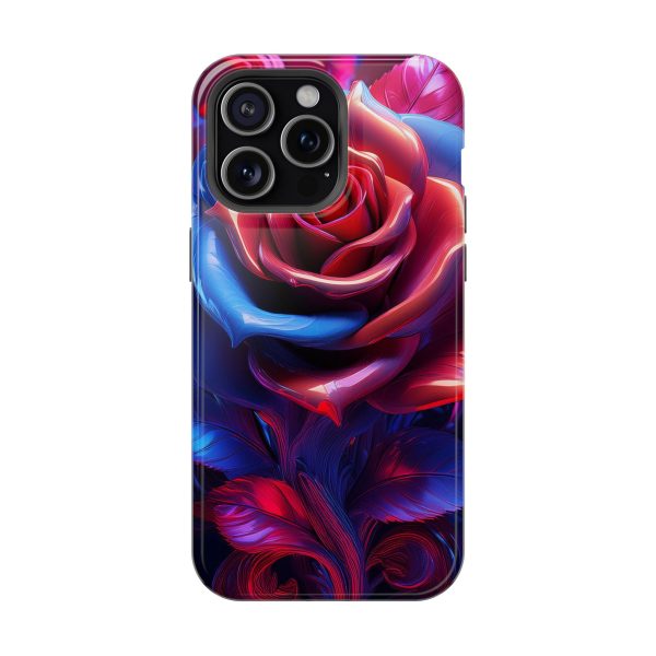 Red and Blue Rose- Custom Magnetic Tough Case for iPhone - Dual Layer Protection with MagSafe® Compatibility - Matte or Glossy Finish - Image 111