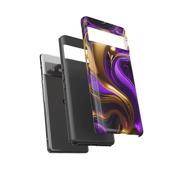 Purple and Gold Liquid iPhone | Samsung | Samsung Galaxy | Google Pixel - Cell Phone Tough Cases - Image 155