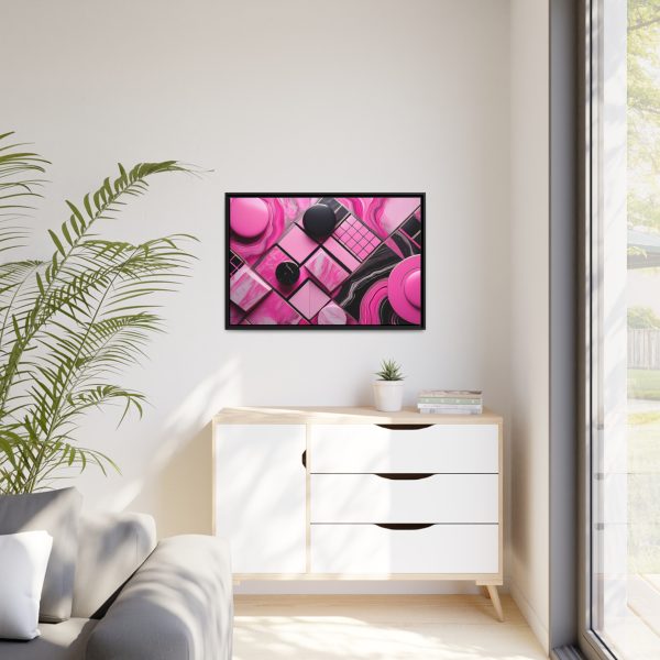 Pink And Black Abstract 2 Matte Canvas, Black Frame - Image 31