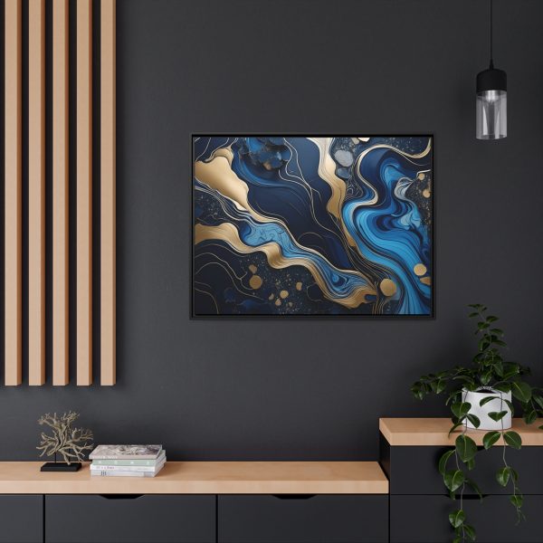 Blue Gold Abstract Art 1 Matte Canvas, Black Frame - Image 36