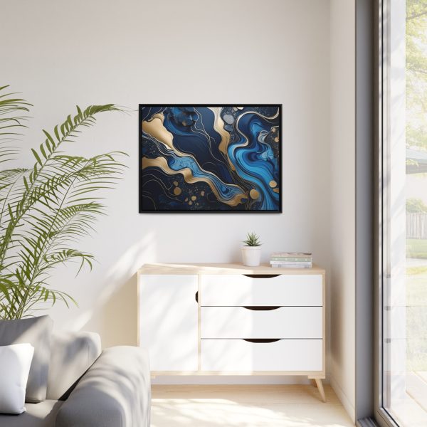 Blue Gold Abstract Art 1 Matte Canvas, Black Frame - Image 35