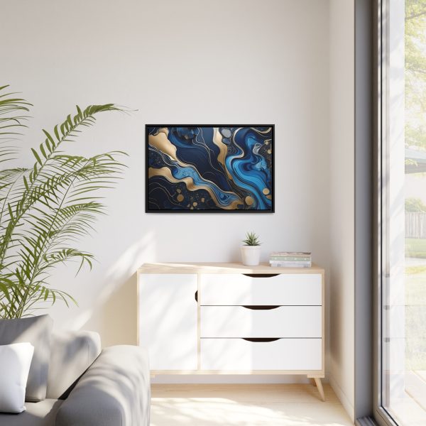 Blue Gold Abstract Art 1 Matte Canvas, Black Frame - Image 31