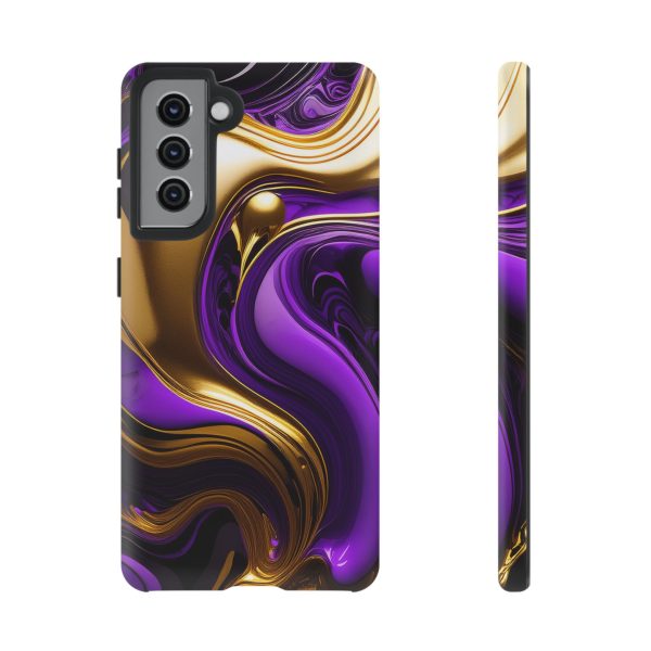 Purple and Gold Liquid iPhone | Samsung | Samsung Galaxy | Google Pixel - Cell Phone Tough Cases - Image 51