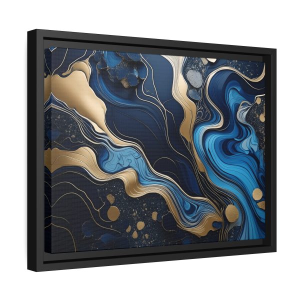 Blue Gold Abstract Art 1 Matte Canvas, Black Frame - Image 10