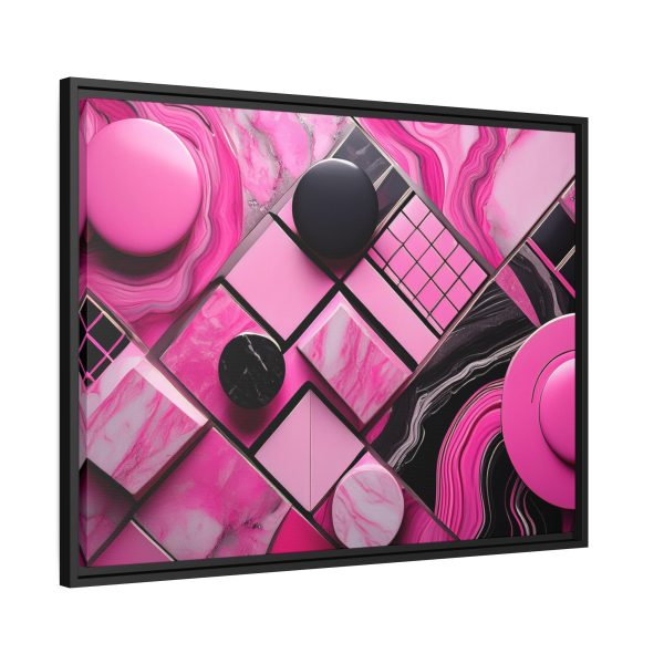 Pink And Black Abstract 2 Matte Canvas, Black Frame - Image 26