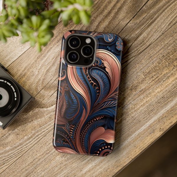 Blue Gold Paisley BRG8 - Custom Magnetic Tough Case for iPhone - Dual Layer Protection with MagSafe® Compatibility - Matte or Glossy Finish - Image 115