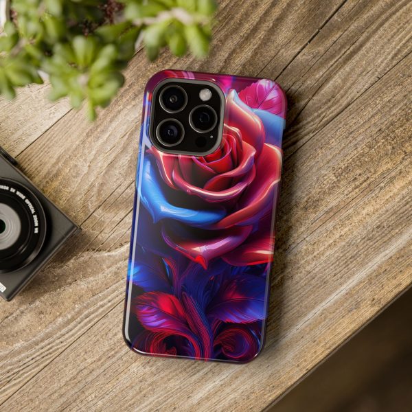 Red and Blue Rose- Custom Magnetic Tough Case for iPhone - Dual Layer Protection with MagSafe® Compatibility - Matte or Glossy Finish - Image 115