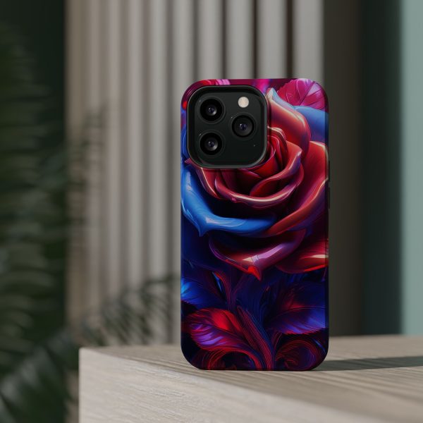 Red and Blue Rose- Custom Magnetic Tough Case for iPhone - Dual Layer Protection with MagSafe® Compatibility - Matte or Glossy Finish - Image 64