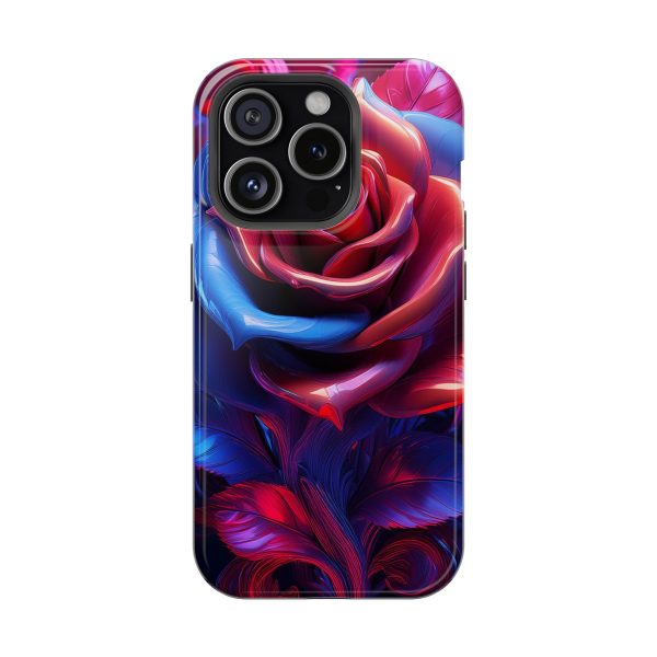 Red and Blue Rose- Custom Magnetic Tough Case for iPhone - Dual Layer Protection with MagSafe® Compatibility - Matte or Glossy Finish - Image 91