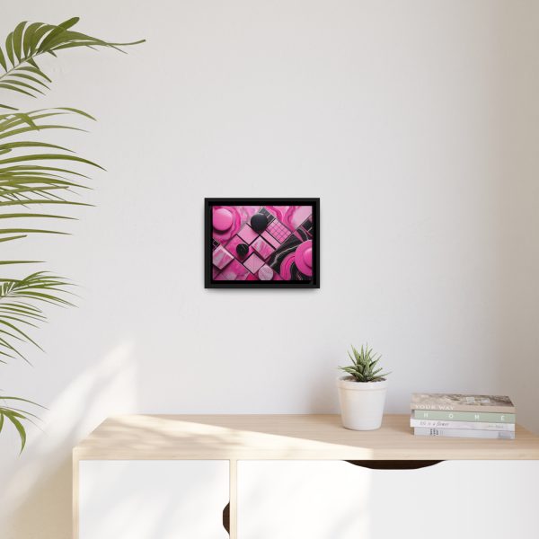 Pink And Black Abstract 2 Matte Canvas, Black Frame - Image 3