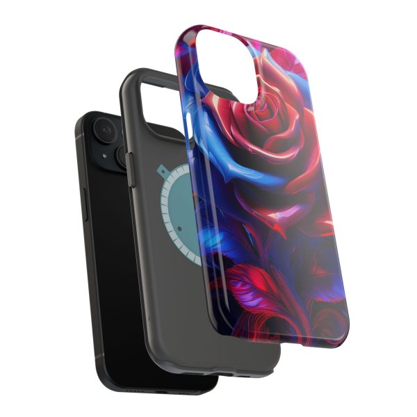 Red and Blue Rose- Custom Magnetic Tough Case for iPhone - Dual Layer Protection with MagSafe® Compatibility - Matte or Glossy Finish - Image 82