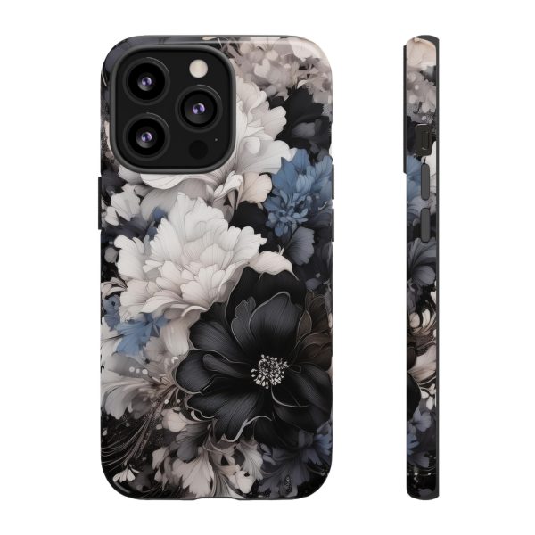 Black and White Flowers iPhone | Samsung | Samsung Galaxy | Google Pixel - Cell Phone Tough Cases - Image 41