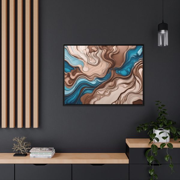 Brown and Teal Abstract BT4 Matte Canvas, Black Frame - Image 36