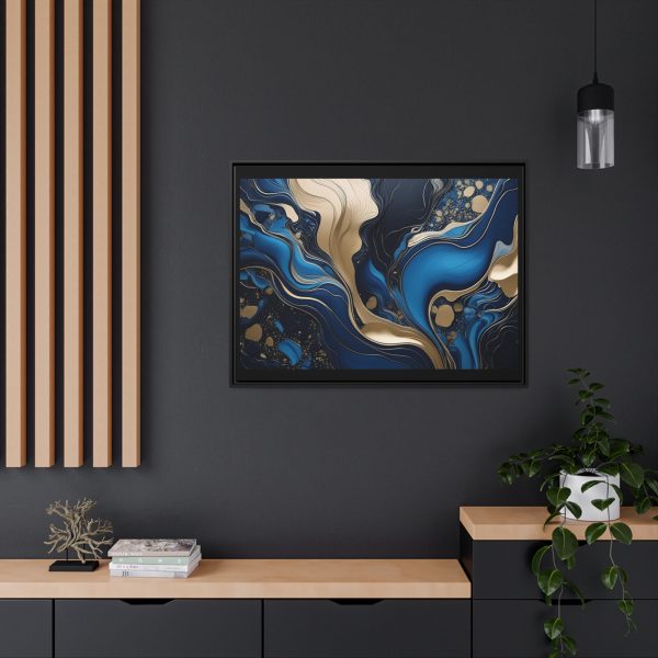 Blue Gold Abstract Art 3 Matte Canvas, Black Frame - Image 36