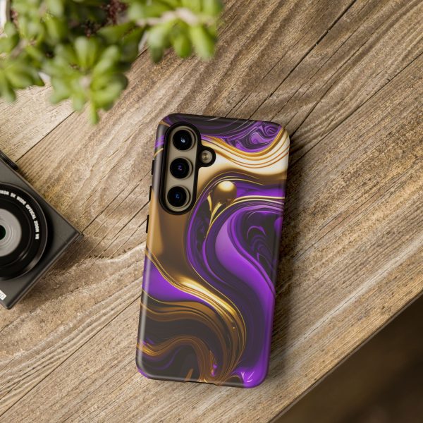 Purple and Gold Liquid iPhone | Samsung | Samsung Galaxy | Google Pixel - Cell Phone Tough Cases - Image 194