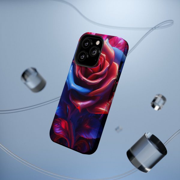 Red and Blue Rose- Custom Magnetic Tough Case for iPhone - Dual Layer Protection with MagSafe® Compatibility - Matte or Glossy Finish - Image 70