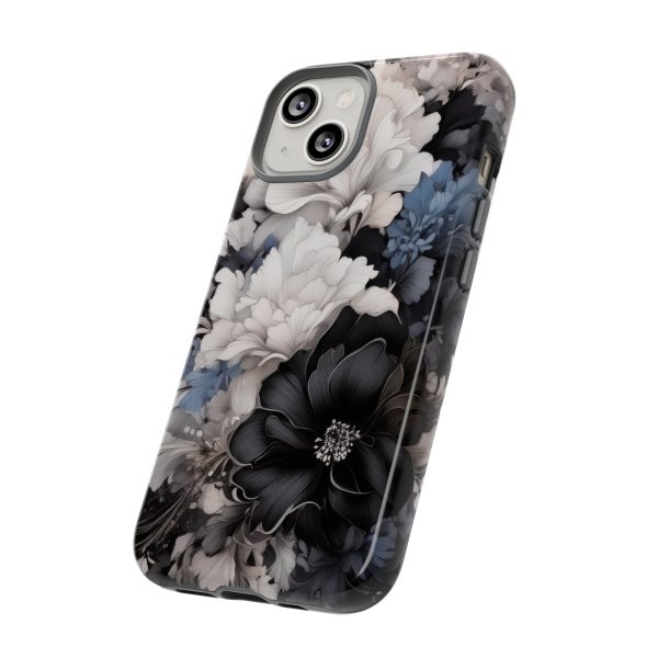 Black and White Flowers iPhone | Samsung | Samsung Galaxy | Google Pixel - Cell Phone Tough Cases - Image 90