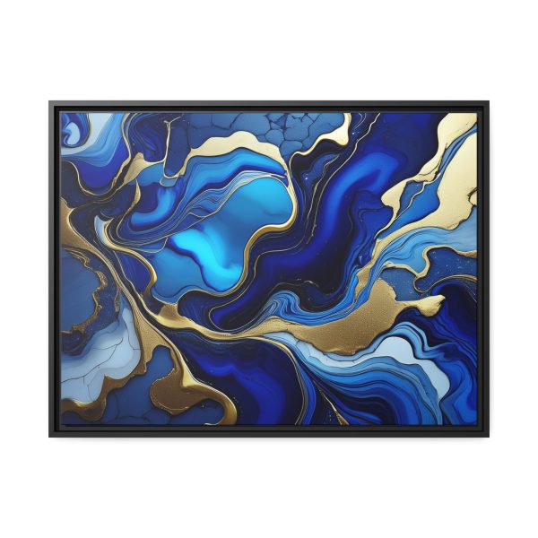 Royal Blue Gold RB1 Marble Matte Canvas, Black Frame - Image 25