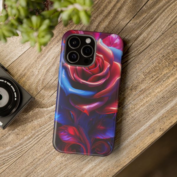 Red and Blue Rose- Custom Magnetic Tough Case for iPhone - Dual Layer Protection with MagSafe® Compatibility - Matte or Glossy Finish - Image 120