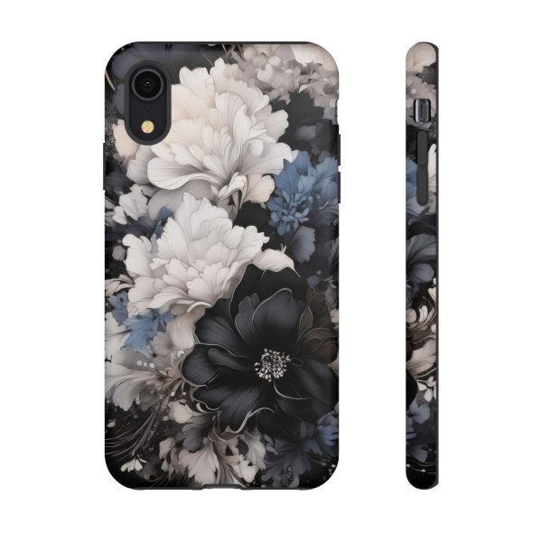 Black and White Flowers iPhone | Samsung | Samsung Galaxy | Google Pixel - Cell Phone Tough Cases - Image 8