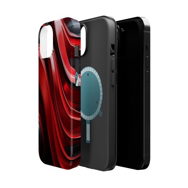 Red and Black Custom Magnetic Tough Case for iPhone - Dual Layer Protection with MagSafe® Compatibility - Matte or Glossy Finish - Image 2