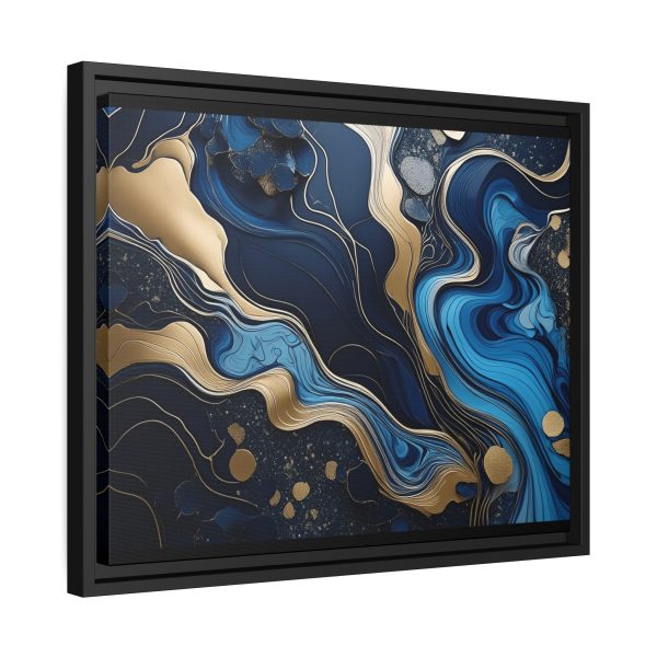 Blue Gold Abstract Art 1 Matte Canvas, Black Frame - Image 14