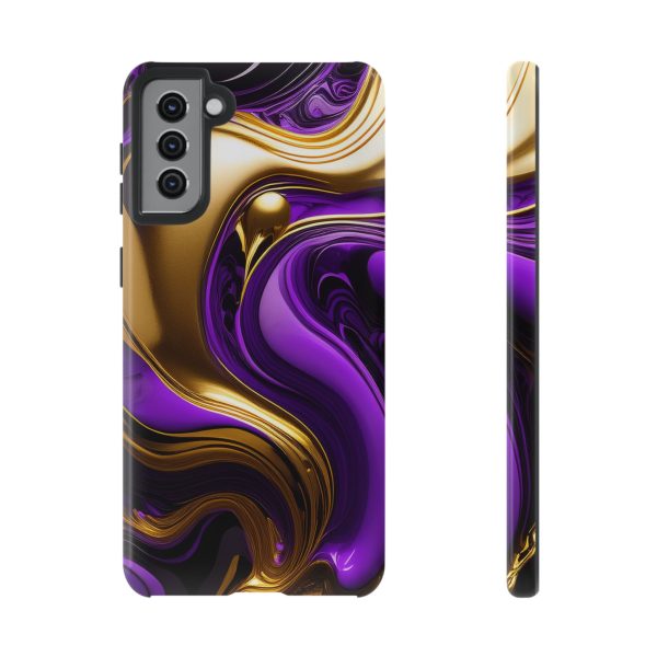 Purple and Gold Liquid iPhone | Samsung | Samsung Galaxy | Google Pixel - Cell Phone Tough Cases - Image 53