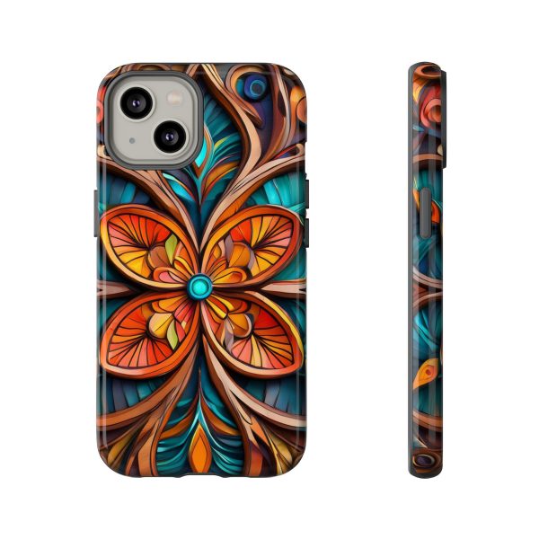 Wood Grain Flower iPhone | Samsung | Samsung Galaxy | Google Pixel - Cell Phone Tough Cases - Image 89