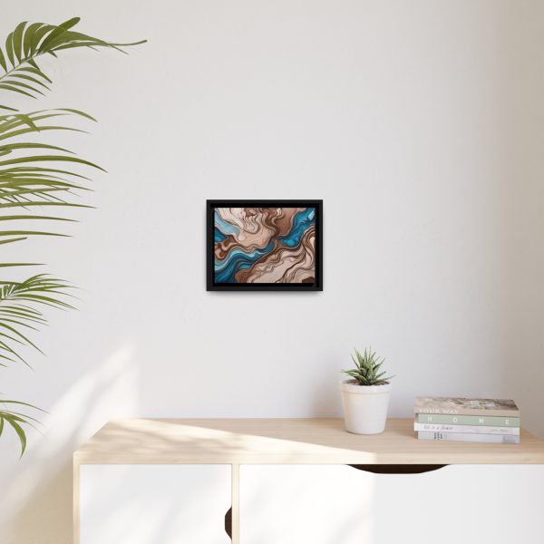 Brown and Teal Abstract BT4 Matte Canvas, Black Frame - Image 3