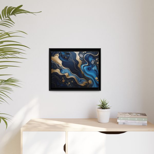 Blue Gold Abstract Art 1 Matte Canvas, Black Frame - Image 15