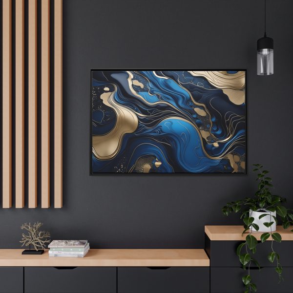 Blue Gold Abstract Art 2 Matte Canvas, Black Frame - Image 40