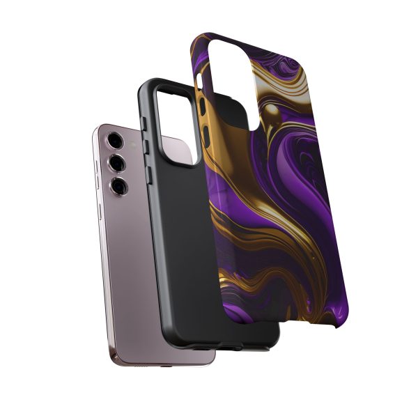 Purple and Gold Liquid iPhone | Samsung | Samsung Galaxy | Google Pixel - Cell Phone Tough Cases - Image 131