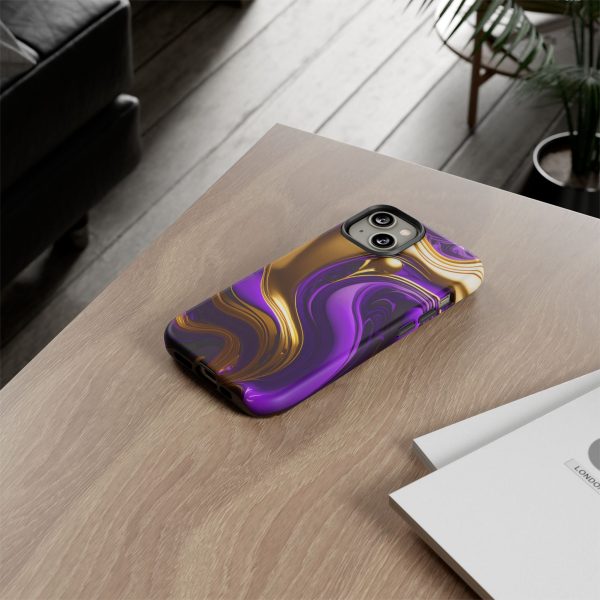 Purple and Gold Liquid iPhone | Samsung | Samsung Galaxy | Google Pixel - Cell Phone Tough Cases - Image 96