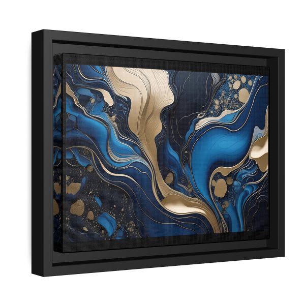 Blue Gold Abstract Art 3 Matte Canvas, Black Frame - Image 2