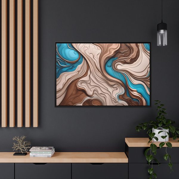 Brown and Teal Abstract BT1 Matte Canvas, Black Frame - Image 40