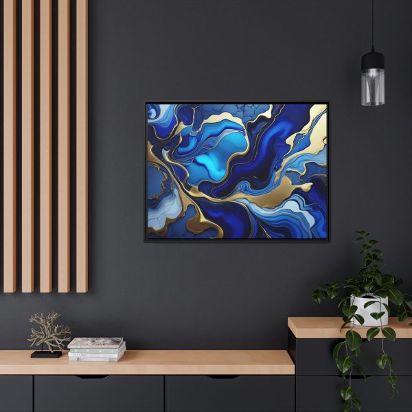 Royal Blue Gold RB1 Marble Matte Canvas, Black Frame - Image 36