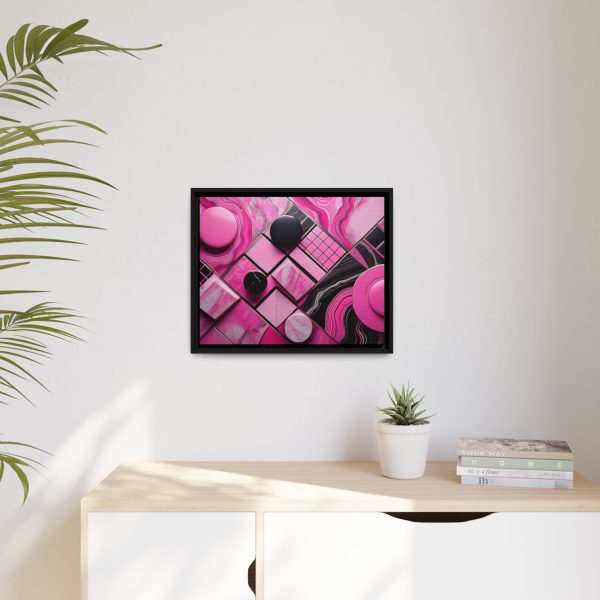 Pink And Black Abstract 2 Matte Canvas, Black Frame - Image 15