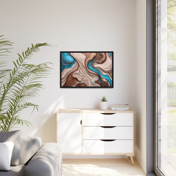 Brown and Teal Abstract BT1 Matte Canvas, Black Frame - Image 31