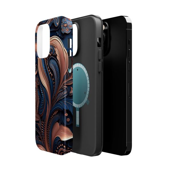 Blue Gold Paisley BRG8 - Custom Magnetic Tough Case for iPhone - Dual Layer Protection with MagSafe® Compatibility - Matte or Glossy Finish - Image 31