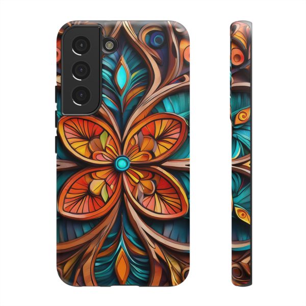 Wood Grain Flower iPhone | Samsung | Samsung Galaxy | Google Pixel - Cell Phone Tough Cases - Image 79