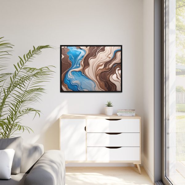 Brown and Teal Abstract BT3 Matte Canvas, Black Frame - Image 35